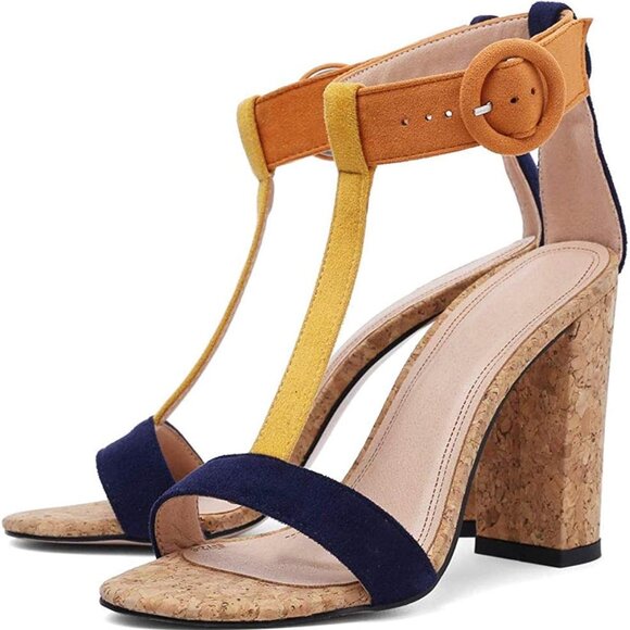 👠 Monrovia Women's T-Shaped Cork Heel Sandal – Bold & Beautiful - Picture 1 of 1
